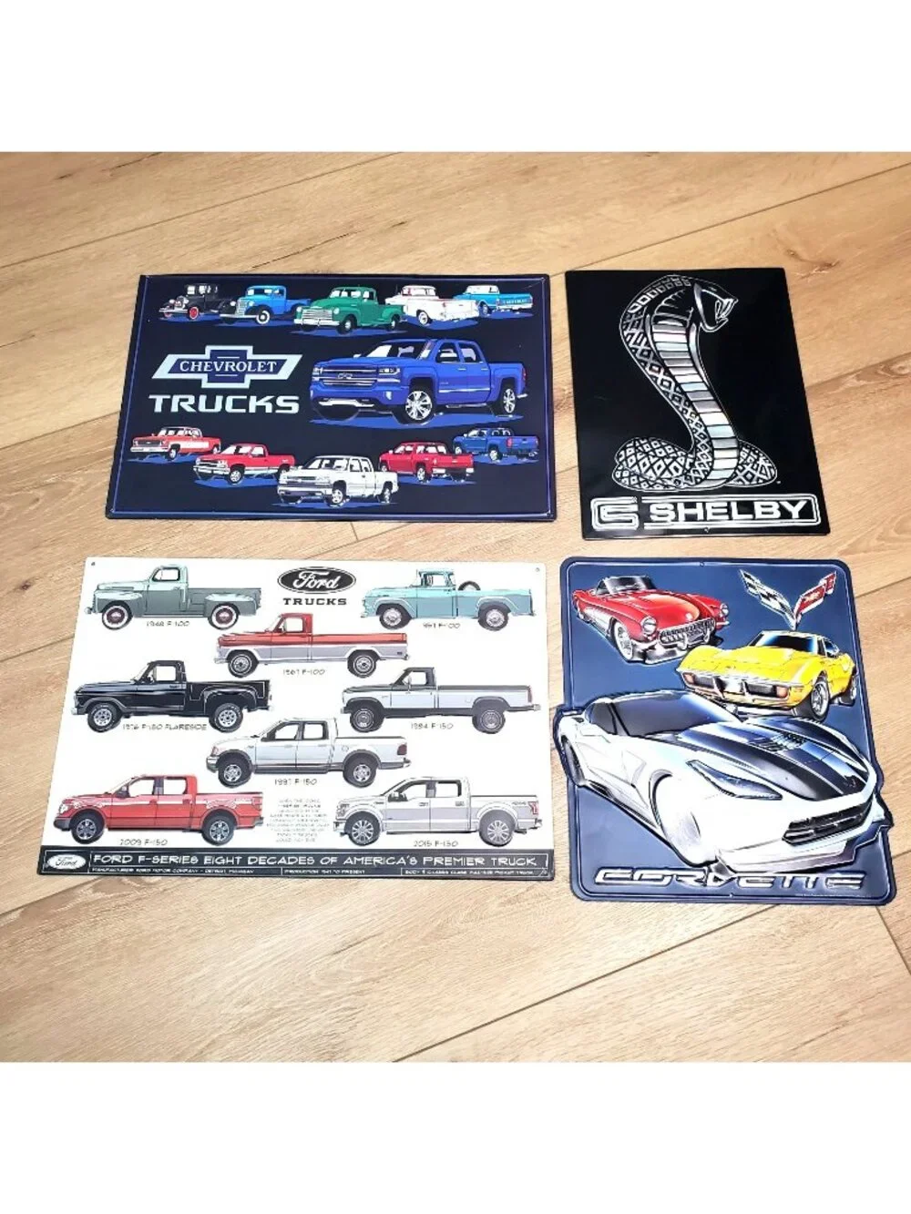 Metal Tin Sign Garage Ford F-150 Pickup Truck Chevy Shelby Corvette Lot Man Cave
